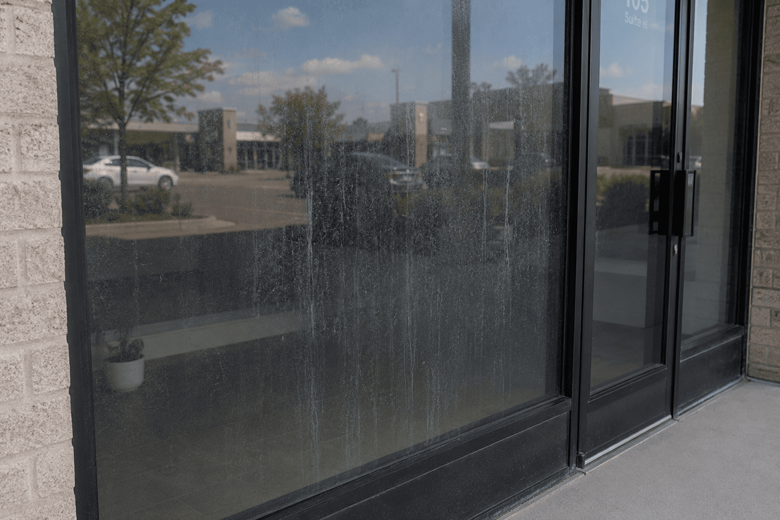 Before: Storefront Glass Cleanup